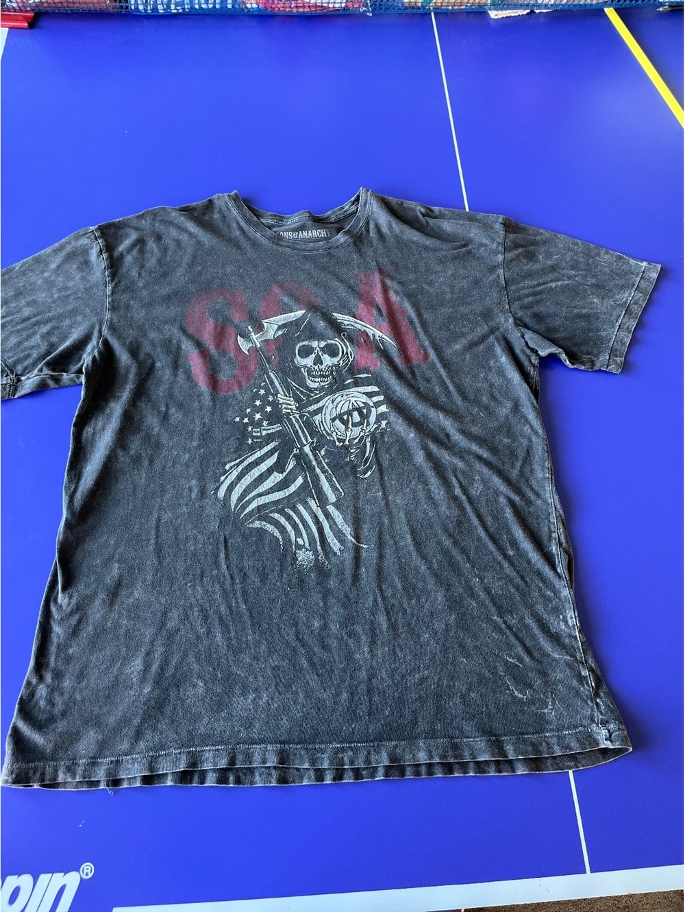 Sons of Anarchy 2XL Faded Distressed Black Graphic T-Shirt SOA Reaper READ